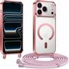 Kokio Cover Magnetica per iPhone 17 Pro Case avec Cordino,Compatibile con MagSafe, Trasparente Morbido Custodia Paraurti Antiurto, Resistente all'us, Antigraffio, Rosa