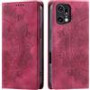 CASEONJAN Cover per Oppo Find X5 Pro 5G, Pelle PU Custodia a portafoglio con scomparti per Slot Schede, Antiurto Flip Caso Cover per Oppo Find X5 Pro 5G (Vintage Rosso)