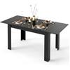 RELAX4LIFE Tavolo da Pranzo Allungabile, Estensibile fino a 160 cm, Tavolo da Cucina Salvaspazio per Ambienti Piccoli, Isola da Cucina Moderna per Sala da Pranzo, Soggiorno, 120-160x70x76cm (Nero)