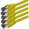 1aTTack.de Cavo di rete Cat 8, 0,5 m, CAT8, giallo - 5 pezzi Cat.8 Lan 2000 Mhz 40 Gbit s 40GBase-T Poe+, cavo patch Ethernet, LSZH, 5 x 0,5 m, giallo