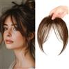 XFSRG Frangia Clip Capelli Veri Natural 3D Frontale Frangia Posticci Remy Human Hair Bang con Tempie per Donne(Marrone chiaro)