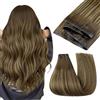 Easyouth Butterfly Tessitura Extension Capelli Veri Balayage Marrone Extension Remy Farfalla Genius Trama Mittelbraun Ombre Miele Bionda PU OVO Estensioni dei Capelli Umani Lunghi #4/4/24 60cm 100g