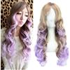 IMISSU 26'' Parrucca per capelli lunghi naturali con frangetta Parrucche colorate per feste in costume di Halloween per le donne (Marrone Rosa)