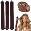 MPXEAVG 3 Pcs Heatless Hair Curler, Arricciacapelli Durante la Notte, Ricci Senza Calore con Ganci, Riccioli Senza Calore, Riccioli Grandi (Marrone + Berretto da notte)