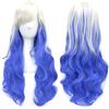 IMISSU 26'' Parrucca per capelli lunghi naturali con frangetta Parrucche colorate per feste in costume di Halloween per le donne (Bianco blu)