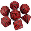 QMAY Set di dadi poliedrici DND - 7 pezzi per Dungeon e Dragons MTG RPG D&D D20, D12, D10, D%, D8, D6, D4 (con incisione a motivi rossi)