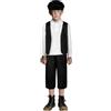 DiULi Costume da Ragazzo Vittoriano, 4PCS Costume Vittoriano per Bambini, Vestito Medievale Bambini, per Carnevale, Festa, Cosplay (Nero-L)