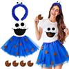 iZoeL Cerchietto Cookie Donne Costume Mostro Biscotto, Costume Carnevale/Halloween/Cosplay/Concerto/Ballo in Maschera - Fascia per Capelli Cookie + Tutu da Balletto + Adesivi Bocca Occhi