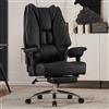 EXCEBET Sedia Ufficio Ergonomica 180kg - Poltrona Direzionale Big & Tall, Sedile a Molle Insacchettate da 14cm (Comfort Divano), Pelle PU con Schienale Alto e Supporto Lombare (Nero)