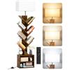 OUTONLIFE Libreria a Forma di Albero in Legno con Luce, Scaffale Autoportante a 9 Ripiani ad Angolo con Mobiletto - Libreria Salvaspazio per Libri, CD, per Soggiorno, Studio, Ufficio(Rustic Brown)