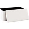 PINPLUS Panca Contenitore Pieghevole in Tessuto Peluche, Puff con Ampio Vano, Poggiapiedi Comodo per Camera, Salotto e Ingresso, 76.5x38x38 cm, Bianco