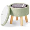 IBUYKE 13" Piccolo Poggiapiedi Ottomano con Contenitore, Pouf Poggiapiedi Rotondo con Sedile Imbottito e Coperchio, Poggiapiedi Mini in Teddy per Ingresso Divano Soggiorno, Verde WBD006GR