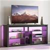 Bestier Mobile TV alto per TV da 65, mobile porta TV con contenitore PS5, console TV LED con ripiano regolabile per soggiorno, marmo nero