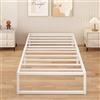 Yicensen Letto Singolo 80x190 cm con Struttura Metallica e Doghe in Acciaio | Portata 350 kg, Altezza 36 cm, Silenzioso, Montaggio Facile, Pieds Antidérapants, Bianco