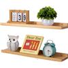 Gieanoo Scaffali sospesi da parete, profondità 13 cm, set di 2 mensole da parete in legno naturale massiccio da 40,6 cm, con librerie a labbro, per camera da letto, soggiorno, cameretta dei bambini,