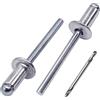 SKIR'CO (50 pezzi) Rivetti ciechi in alluminio 5,0 x 10 mm, mandrino in acciaio, rivetti pop, testa a cupola, punta da trapano inclusa