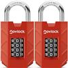 NOVLOCK Lucchetto a combinazione a 4 cifre - robusto e sicuro - arco in acciaio temprato da 7 mm - per armadietti, armadi, cancelli, recinzioni e capanni - 2 pezzi, rosso