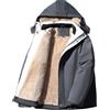 amropi Uomo Giubbotto in Pile Giacca Parka con Cappuccio Cappotto Invernale Caldo Pelliccia Giacche Grigio Scuro, XL