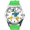 TAPORT Orologio analogico al quarzo con cinturino in vera pelle verde rotondo per tifosi di anatre