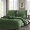 Gezu Copripiumino Invernale 140x200cm Verde Scuro Flanella Velluto Doppio Faccia Spesso Caldo Set di Biancheria da Letto Adulto Biancheria da Letto 1 Piazza con 1 Federa 65x65cm con Cerniera