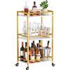 Lifewit Carrello da Cucina a 3 Livelli con Ruote Bloccabili, Carrello Portaoggetti per Cucina, Soggiorno, Uso Esterno, 43,2 x 30 x 81,5 cm, Dorato