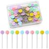 JUHONNZ Spilli Patchwork,100 Pcs Spilli Dritti con Testa Colorata,Accessori da Spilli Cucito per Sarta Artigianato Cucito Fai Da Te