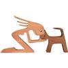 JVHLOV Statua in legno Fatta a Mano, per Animali Domestici Decorazioni in legno iIntagliato, Statuetta Artigianale in legno Piccole Decorazioni, Amante di Gatti e Cani (Femmina)