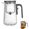 TAOZHUGONG Tea Pot Enchantipot Magic Tea Pot - Teiera magica con separazione dell'acqua, Press Control Magic Tea Pot con manico in legno (800 ml, grigio)