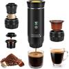 DAJASD 3 in 1 Macchina per Caffè Espresso Portatile, Macchina Caffe Portatile, 12 V Caffettiera Portatile con Porta Usb-C Compatibile con Caffè Macinato e Capsule Per Ufficio, Auto