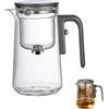TAOZHUGONG Tea Pot Enchantipot Magic Tea Pot - Teiera magica con separazione dell'acqua - Press Control - Vaso da tè magico con manico in legno, 600 ml, colore: grigio