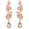 EVER FAITH Matrimonio Cristalli Goccia Orecchini per Sposa, Foglia Marquise Art Deco Strass Lampadario Forato per Donne Champagne Rosa Oro-fondo