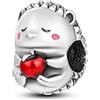 Mon & Sons Ciondolo commemorativo a forma di riccio, Hamsa, Fatima, angelo, lucertola, crocifisso, Trex, strega, cuore, in argento Sterling 925, compatibile con braccialetti Pandora Moments, 4mm Hole, Metallo