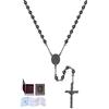 U7 Collana Rosario Cattolico Nero da Uomo Donna Acciaio Inox 66+16,5cm