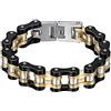 JewelryWe - Bracciale Uomo a Catena Moto Bicicletta Due Toni Grossa Robusta in Acciaio Inossidabile Roccia Stile per Uomo Ragazzi