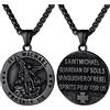 Bandmax San Michele Vintage Collana Uomo Acciaio, 56+5 cm Catena Collane Portafortuna, Scudo/Rotondo/Croce Collana Uomo, Argento/Nero/Oro Collana per Uomo Ragazzo, Regalo Natale Compleanno per Lui