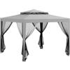Outsunny Gazebo da Giardino 3x3 m con Zanzariera, Doppio Tetto e 8 Fori, in Acciaio e Poliestere, Grigio | Aosom Italy