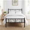 FurnitureR Letto singolo da 0,9 m, struttura per letto con piattaforma in metallo, solida base con testiera e pediera design all'uncinetto, spazio portaoggetti sotto il letto, letto a doghe adatto per