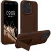 kwmobile 1x Custodia Compatibile con Apple iPhone 16 PRO Max - Cover Supporto Dita - Back Case per Smartphone - Protezione Gommata Cioccolato Fondente