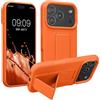 kwmobile 1x Custodia Compatibile con Apple iPhone 17 PRO - Cover Supporto Dita - Back Case per Smartphone - Protezione Gommata Arancia fruttata
