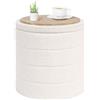 PINPLUS Sgabello Pouf Contenitore, Cassapanca Rotondo Ottomano con Contenitore, Pieghevole Poggiapiedi in Teddy 43x43x45 cm, per Soggiorno, Camera da Letto e Corridoio, Bianco