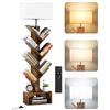OUTONLIFE Libreria a Forma di Albero in Legno con Luce, Scaffale Autoportante a 6 Ripiani ad Angolo con Telecomando - Libreria Salvaspazio per Libri, CD, per Soggiorno, Studio, Ufficio(Rustic Brown)
