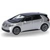 Herpa modellino VW ID.3, argento Scale metallizzato, miniatura in scala 1:87, pezzo da collezione, Made in Germany, modello in plastica