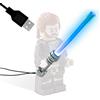 Movoja Spada laser con connettore LED e USB, compatibile con Lego Star Wars | cavo da 80 cm super sottile | per minifigure | manico argentato | (blu, 80 cm)