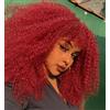 ISAMY Parrucca lunga e riccia per donne nere, Afro Bomb Curly con frangia, parrucca in fibra sintetica senza colla, capelli Afro Kinky Curly lunghi (Rosso)