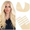 Benehair Extension Capelli Veri Biadesivo 10pz Capelli Naturali Lisci Extension Biadesive Capelli Veri Umani Extension Adesive 35cm, Biondo Platino