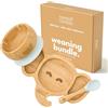 bamboo bamboo Piatto Baby & Ciotola Svezzamento Set, Ventosa per Pappa e Svezzamento, Piatto Elefante Bamboo, Ciotola Toddler & Cucchiaio Baby, Piatti per Bambini da 6 Mesi (Elefante, Grigio)
