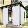 Bonzer Tende da esterno per patio, impermeabili, di alta qualità, spesse e resistenti alle intemperie, con occhielli, per veranda, gazebo, terrazza, 1 pannello, 137 x 213 cm, bianco