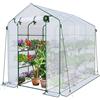 VOUNOT Serra da Giardino 143x215x195 cm con Porta Avvolgibile e Finestra di Osservazione, Mini Serra Orto Vivaio per Piante 12 Ripiani per Fiori Verdure Crescita, Bianco
