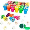 GOACRS Timbri per bambini, set di 24 mini timbri autoinchiostranti per bambini, timbri rotondi multicolori, a partire dai 3 anni, graziosi timbri giocattolo per feste, piccoli regali