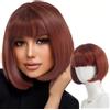 Jidyllic Parrucca marrone corta parrucca marrone con frangia alla moda, corta, liscia, piatta, per ragazze, frangia dritta, parrucca per donne per uso quotidiano